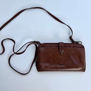 The SAK brown leather crossbody wallet